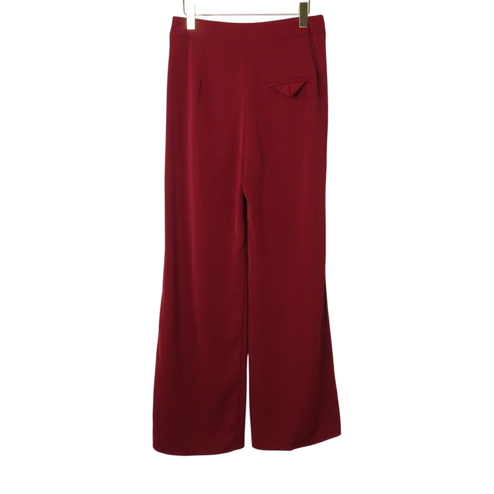 Cien Red Wide Leg Pleated Dress Pants Size Small High Rise Trousers - Picture 4 of 7